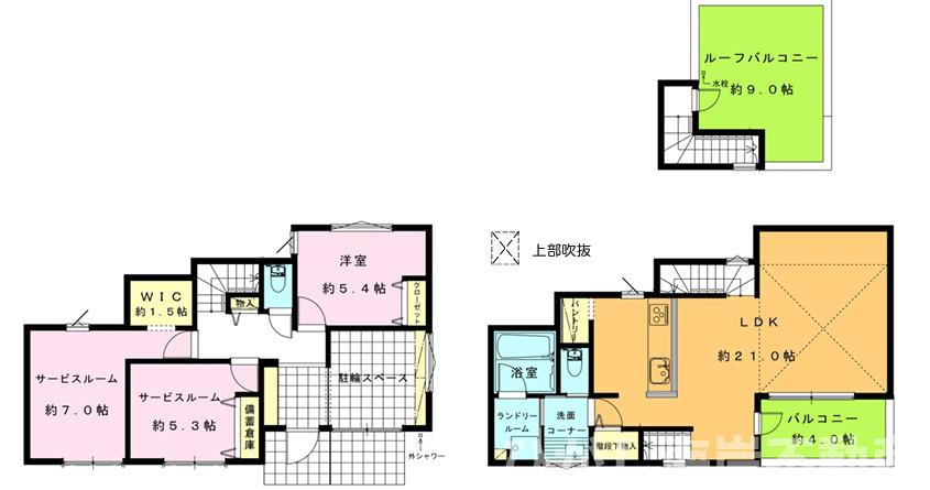 藤沢市鵠沼海岸７丁目　新築戸建の間取り|南向き3LDK