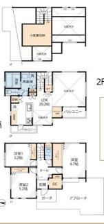 茅ヶ崎市小和田1丁目　 新築戸建 　全２棟の間取り|南向き　３LDK