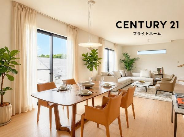 横浜市瀬谷区阿久和東３丁目の新築一戸建の居間・リビング|家族が自然と集まるリビングは
落ち着きのある空間です♪
※家具等はCGでの参考レイアウトです