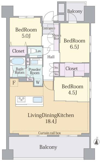 【間取り】 | イニシア鷺沼レジデンス | 販売価格：9,580万円（税込）間取り：３LDK　専有面積：76.68平米　南東角部屋
空室の為、いつでもご見学可能です。お気軽にお問合せください。