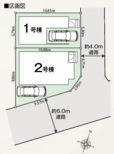 入間市東藤沢7丁目　第1期全2棟　新築戸建　リナージュの区画図|3/19撮影