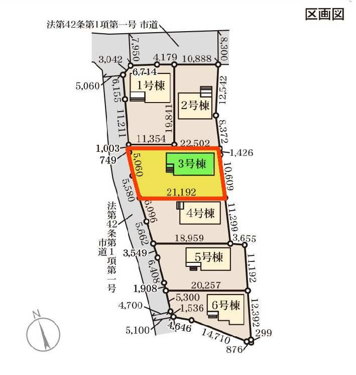新築　前橋市樋越町第4　Livele Garden.S　3号棟の区画図|3号棟　区画図　西側接道幅員約4.7ｍ　
