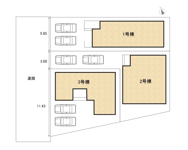 碧南市善明町1丁目　新築住宅＜1号棟＞の区画図|駐車場並列２台可能