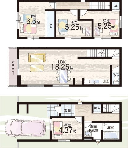 ♦堺市堺区石津町　第1期　新築一戸建ての間取り