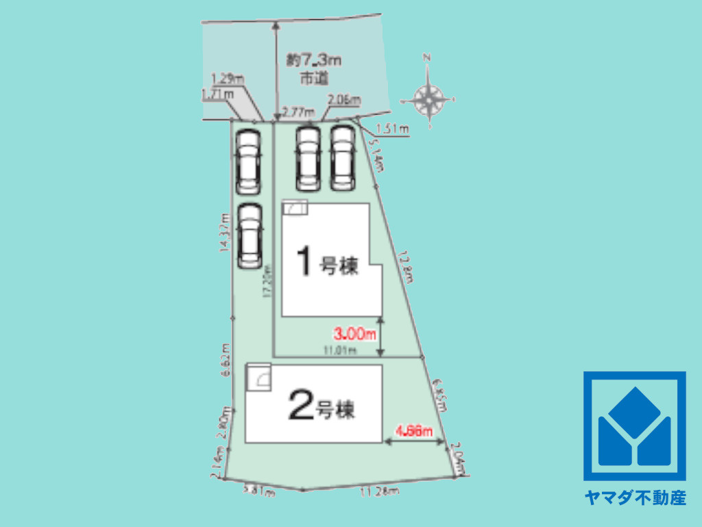 宇治市兎道池山　01期　2号棟の区画図