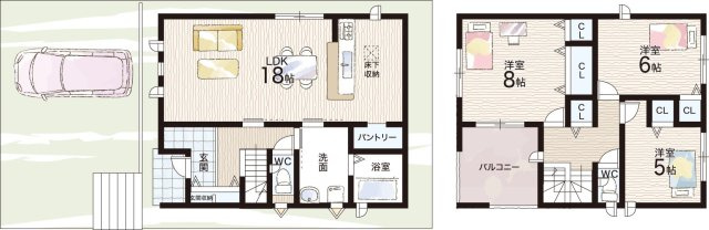 大津市稲葉台　第3期　新築一戸建ての間取り|2号地