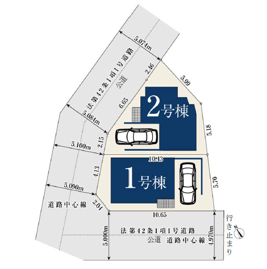 和光市白子1丁目　人気エリア　5部屋×車庫付き住宅　全2棟の区画図