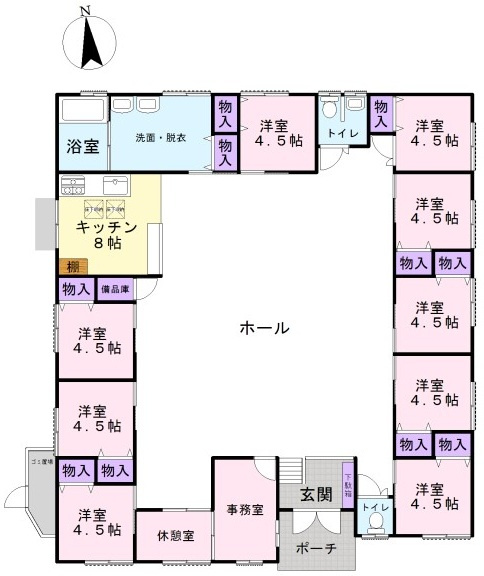 比企郡ときがわ町日影　売介護施設の間取り