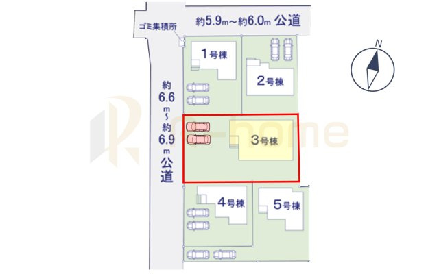 土浦市木田余1期　新築戸建て　3号棟の区画図|大きなお買い物だからこそ、メリット・デメリットを伝えさせて頂きます。
R-homeにお任せください♪