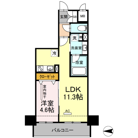 熊本市中央区九品寺２丁目の賃貸マンションの間取り