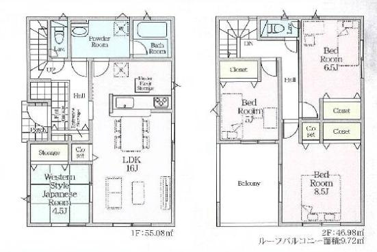加須市北下新井第５　新築一戸建て　01　クレイドルガーデンの間取り|水回り集中設計で毎日の家事の負担を軽減します♪