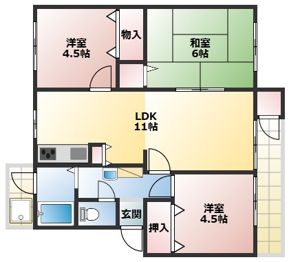 狩口台住宅38号棟の間取り