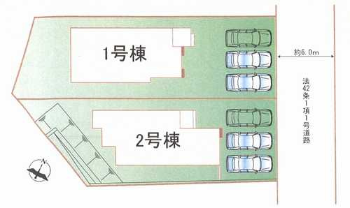 川崎市麻生区王禅寺西4丁目　新築戸建全2棟　1号棟の区画図