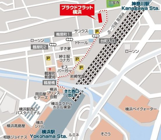 プラウドフラット横浜の地図