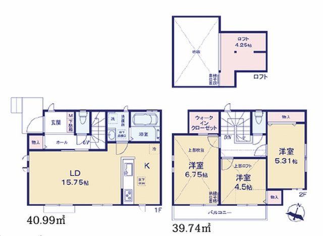 【間取り】 | 西東京市泉町６丁目　新築戸建て　A号棟 | 収納や趣味スペースなど、多目的に活用できる便利なロフト空間