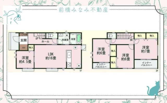 【新築】渋川市石原　B号棟(全３棟)　ハートフルタウン　新築建売分譲の間取り