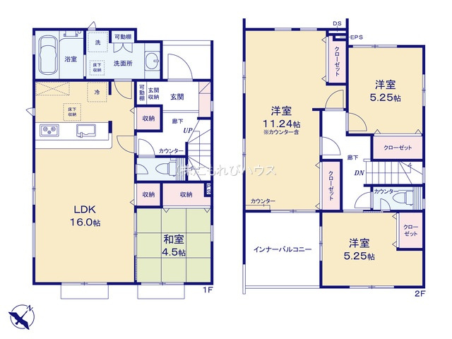 北本市中丸7丁目　新築一戸建て　ブルーミングガーデン　09の間取り|【全12棟・9号棟】北本市中丸7丁目　新築一戸建て　ブルーミングガーデン　09・4LDK・土地面積176.04m2・建物面積108.95m2