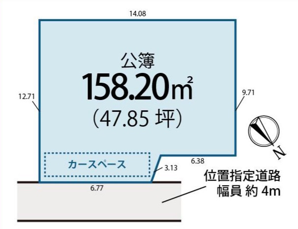 敷地面積47.85坪　売地　川越市広栄町