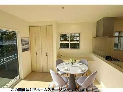 広島市安佐北区亀崎４丁目の居間・リビング|白を基調とたお洒落な内装♪リビング学習のできるカウンター付き