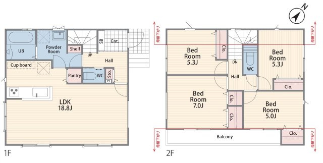 【横浜市旭区笹野台4丁目38-9新築戸建て】★仲介手数料無料★（笹野台小学校・希望が丘中学校）の間取り