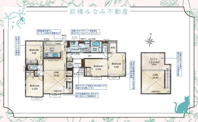 【新築平屋】伊勢崎市豊城町　限定１棟　ブルーミングガーデン　新築建売の間取り