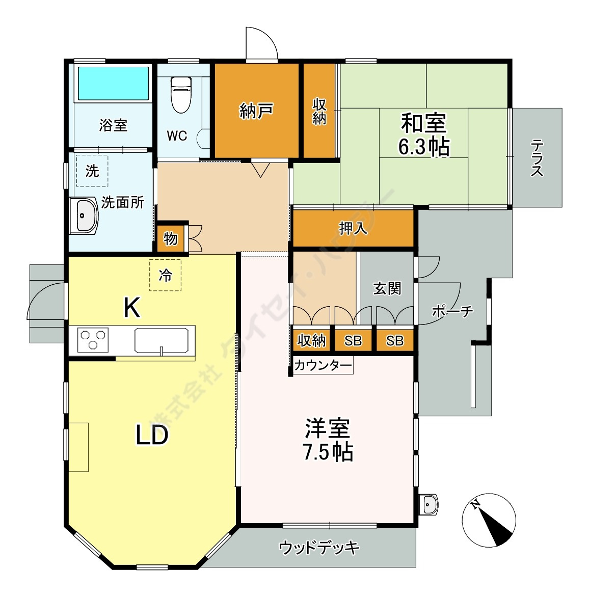 八本松２丁目貸家の間取り
