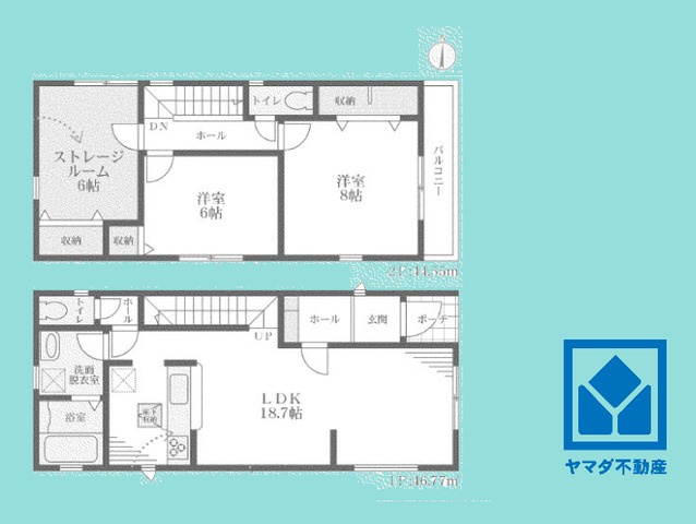 尼崎市常松3期　4号棟の間取り|2SLDK、土地面積108.88平米、建物面積91.32平米、木造2階建。2026年4月上旬完成済み。ご成約でヤマダポイントプレゼント中です。お問合せお待ちしております。