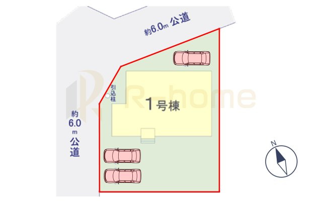 土浦市板谷6期　新築戸建て　1号棟の区画図|大きなお買い物だからこそ、メリット・デメリットを伝えさせて頂きます。
R-homeにお任せください♪