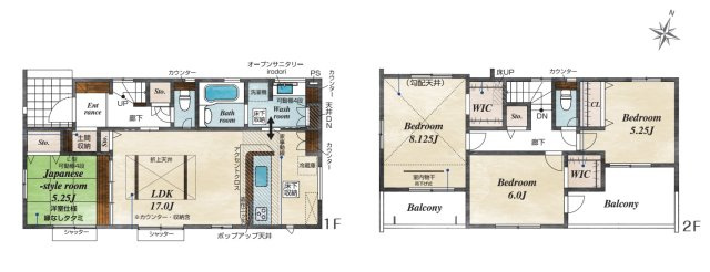 上尾市小泉　3期　新築一戸建て　ブルーミングガーデン　01の間取り|【全1棟・1号棟】上尾市小泉　3期　新築一戸建て　ブルーミングガーデン　01・4LDK・土地面積185.72m2・建物面積104.50m2