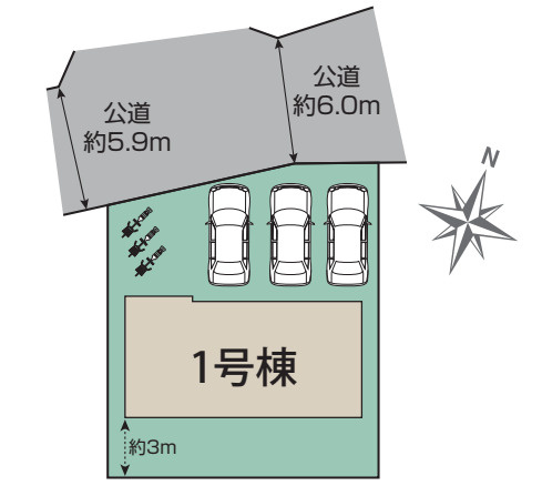 上尾市小泉　3期　新築一戸建て　ブルーミングガーデン　01の区画図|1号棟