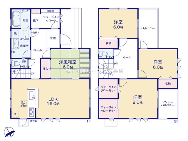 加須花崎　新築一戸建て　01　リーブルガーデンの間取り|お靴はもちろんアウトドア用品などもしまえて便利なSIC完備！