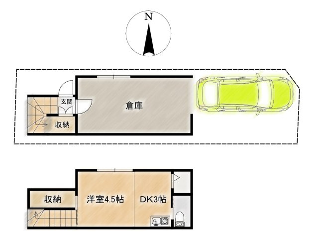 カサネⅢ　大庄西町倉庫の間取り
