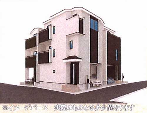 川崎市幸区古川町　新築戸建全3棟　B号棟の外観パース