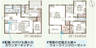 リーブルガーデンS前橋市樋越町第４　2号棟の間取り|収納充実♪南西向きの4LDKで陽当たり良好な間取りです！
土地面積232.59㎡、建物面積104.33㎡で十分な広さです！