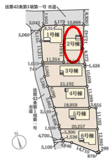 リーブルガーデンS前橋市樋越町第４　2号棟の区画図|駐車場もキレイに整備されています。並列2台以上駐車可能です！