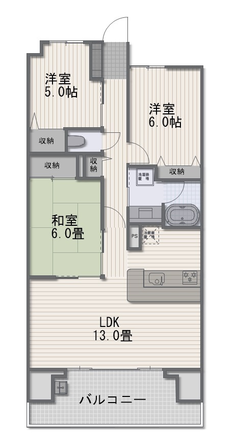 ロイヤルガーデンタワー岡山幸町413の間取り