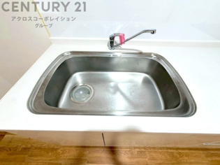 大きなシンクでお鍋などの大きな調理器具を洗う際にも便利です。
