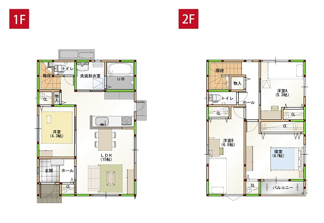 高知市一宮中町 ⑨　新築戸建ての間取り|玄関からリビングを通る動線設計にすることで、毎日の挨拶や自然なコミュニケーションが生まれるよう配慮されています。