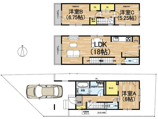 【間取り】 | 山科区厨子奥苗代元町　新築戸建