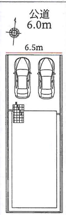春日井市牛山町　新築戸建の区画図|駐車場並列２台可。