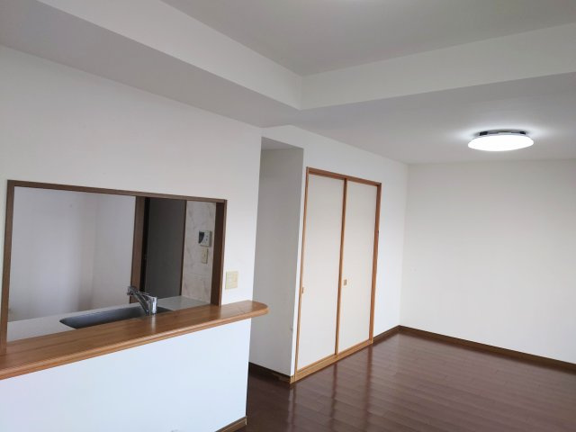 チュリス緑ヶ丘　静岡市駿河区緑ヶ丘町の居間・リビング|カウンターに一時的に料理や食器を置いたりできるため、食事の準備や片付けが楽になりますね。