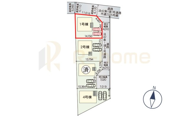 東茨城郡茨城町長岡第4　新築戸建て　1号棟の区画図|大きなお買い物だからこそ、メリット・デメリットを伝えさせて頂きます。
R-homeにお任せください♪