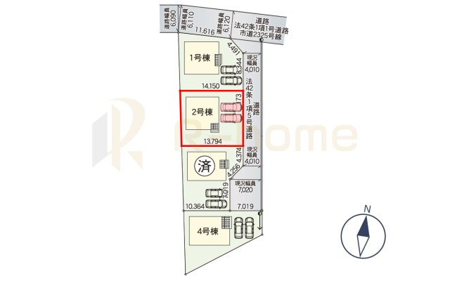 東茨城郡茨城町長岡第4　新築戸建て　2号棟の区画図|大きなお買い物だからこそ、メリット・デメリットを伝えさせて頂きます。
R-homeにお任せください♪