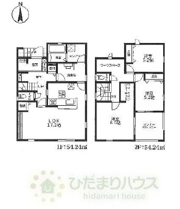 木間ヶ瀬Ⅵ（独立戸建10棟）　新築戸建　6号棟の間取り|3LDK・6号棟(^^)/ランドリールーム+ワークスペース+ウォークインクローゼット完備！！
