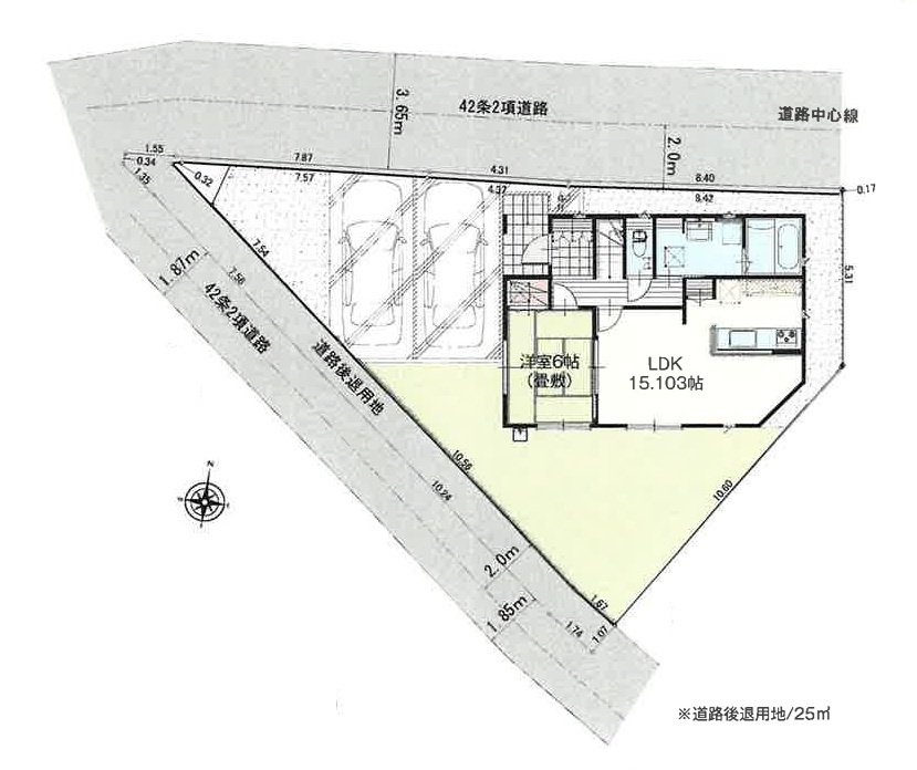 いろどりアイタウン　水戸市河和田1丁目　限定1棟！の区画図|敷地面積約47坪、2台並列駐車可能。気になる他の物件と合わせての現地ご案内も可能です。HPから、またお電話でも、お気軽にお問い合わせください。

