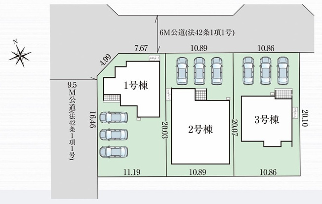 【区画図】 | 【新築分譲住宅～GRAFARE～】山形市浜崎　2期　全３棟 | 全3区画の分譲住宅です♪前面道路幅5.0mです。