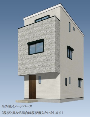 荒川区荒川1丁目　新築戸建ての外観パース