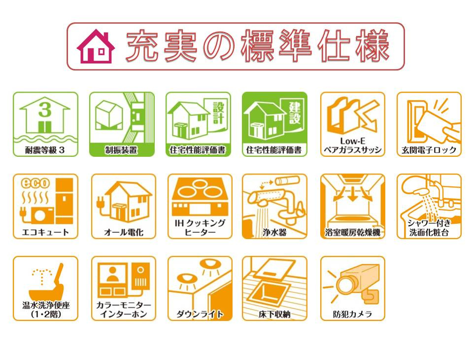 奈良市七条１丁目の新築一戸建のその他|耐震等級３＆制震装置設置、住宅性能評価書を取得、最新の省エネ仕様で快適に末永くお住まいいただけます。