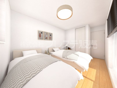 【洋室】 | 奈良市七条１丁目の新築一戸建 全３区画 | ２号地２階洋室（主寝室）完成イメージ／南向きですので、陽あたり良好です♪