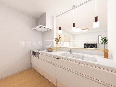 【キッチン】 | 奈良市七条１丁目の新築一戸建 全３区画 | ３号地キッチン完成イメージ／人気の対面キッチン♪